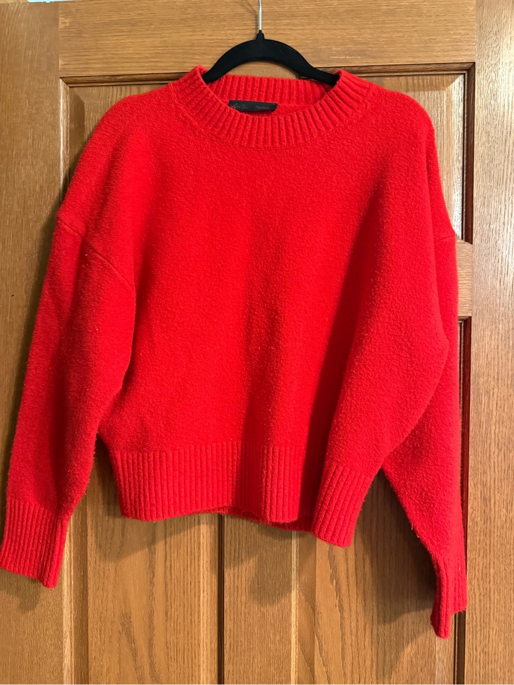 Zara Bright Red Crewneck Sweater